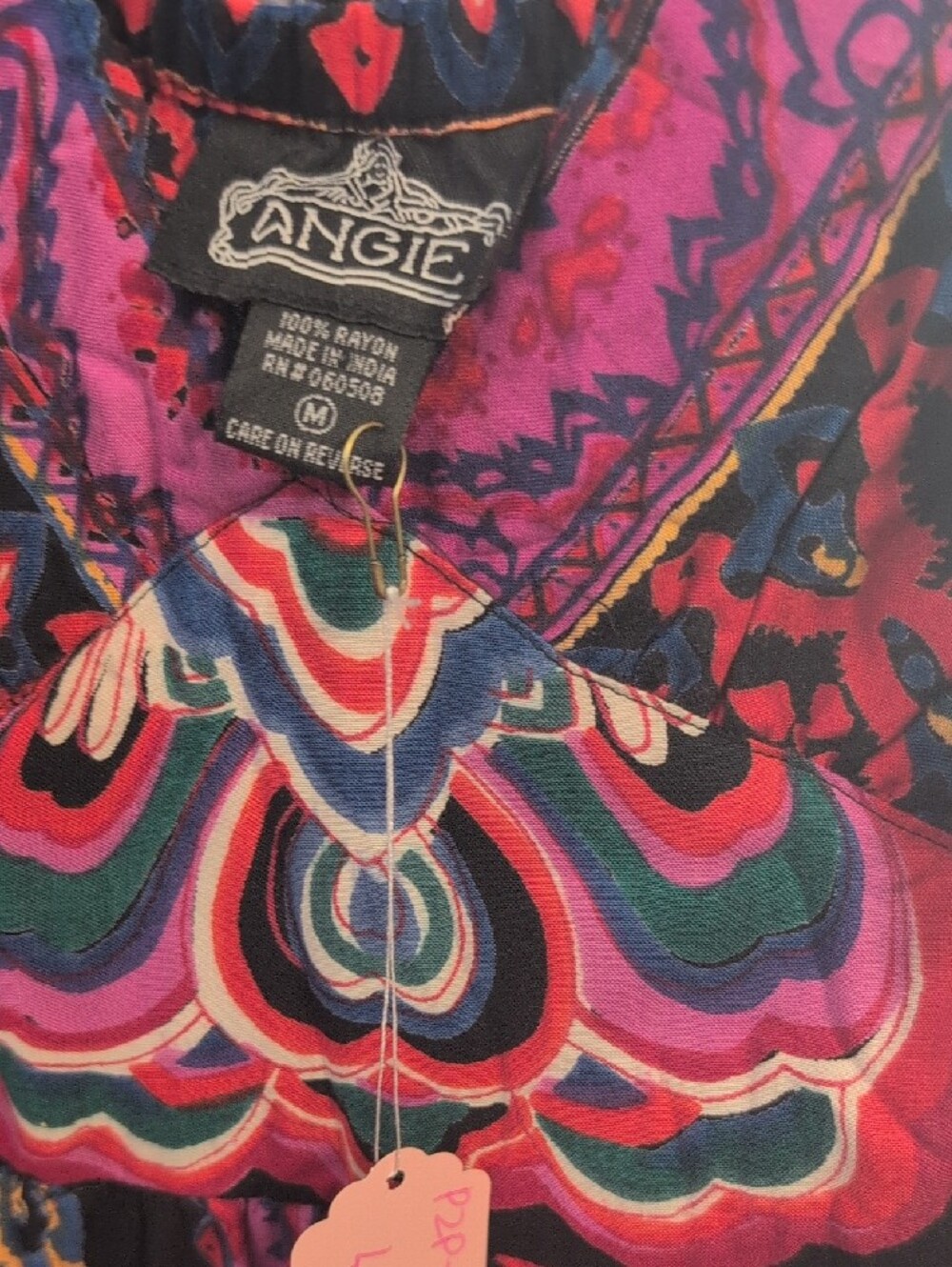 Angie Bohemian Maxi Dress in Black and Pink - NWOT - Picture 3 of 4